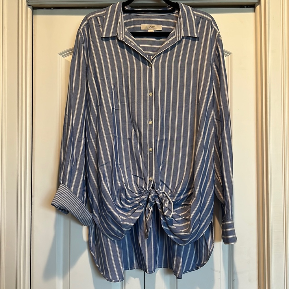 LOFT Blue Stripe Blouse